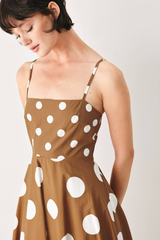Meyer dot midi dress in brown