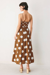 Meyer dot midi dress in brown