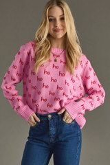 Ho Ho Ho sweater in Pink