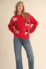 Olivia dog cardigan in Red