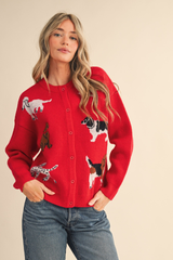 Olivia dog cardigan in Red