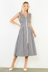 Stella stripe midi dress in navy