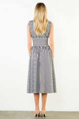 Stella stripe midi dress in navy