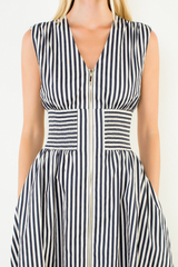Stella stripe midi dress in navy