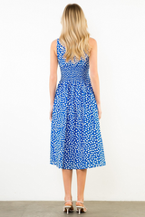 Kari dot midi dress in blue