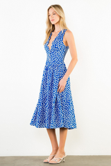Kari dot midi dress in blue