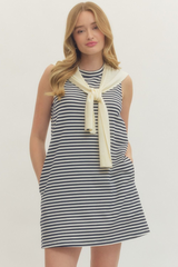 Wren mini knit dress in cream stripe
