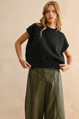 Campbell short sleeve sweater in black