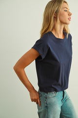 Blair cuff sleeve tee in blue