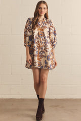 Cora long sleeve mini dress in ecru
