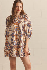 Cora long sleeve mini dress in ecru