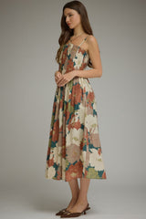Jane floral midi dress in teal