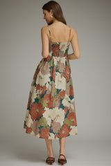 Jane floral midi dress in teal