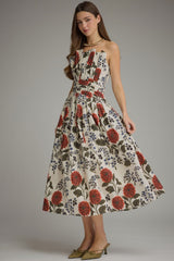 Marisole strapless midi dress in ecru