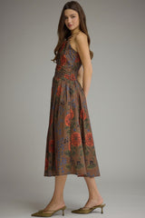 Marisole strapless midi dress in brown