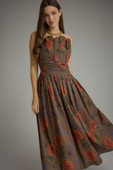 Marisole strapless midi dress in brown