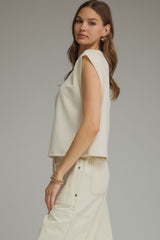 Blair short sleeve top in ecru