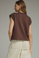 Blair short sleeve top in chocolate brown