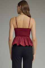 Courtney pleated top in merlot