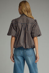 Great short sleeve striped blouse in navy