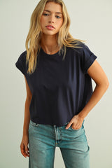 Blair cuff sleeve tee in blue
