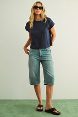 Blair cuff sleeve tee in blue