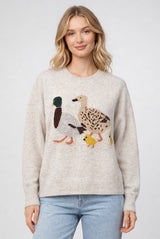 Duck family sweater in taupe