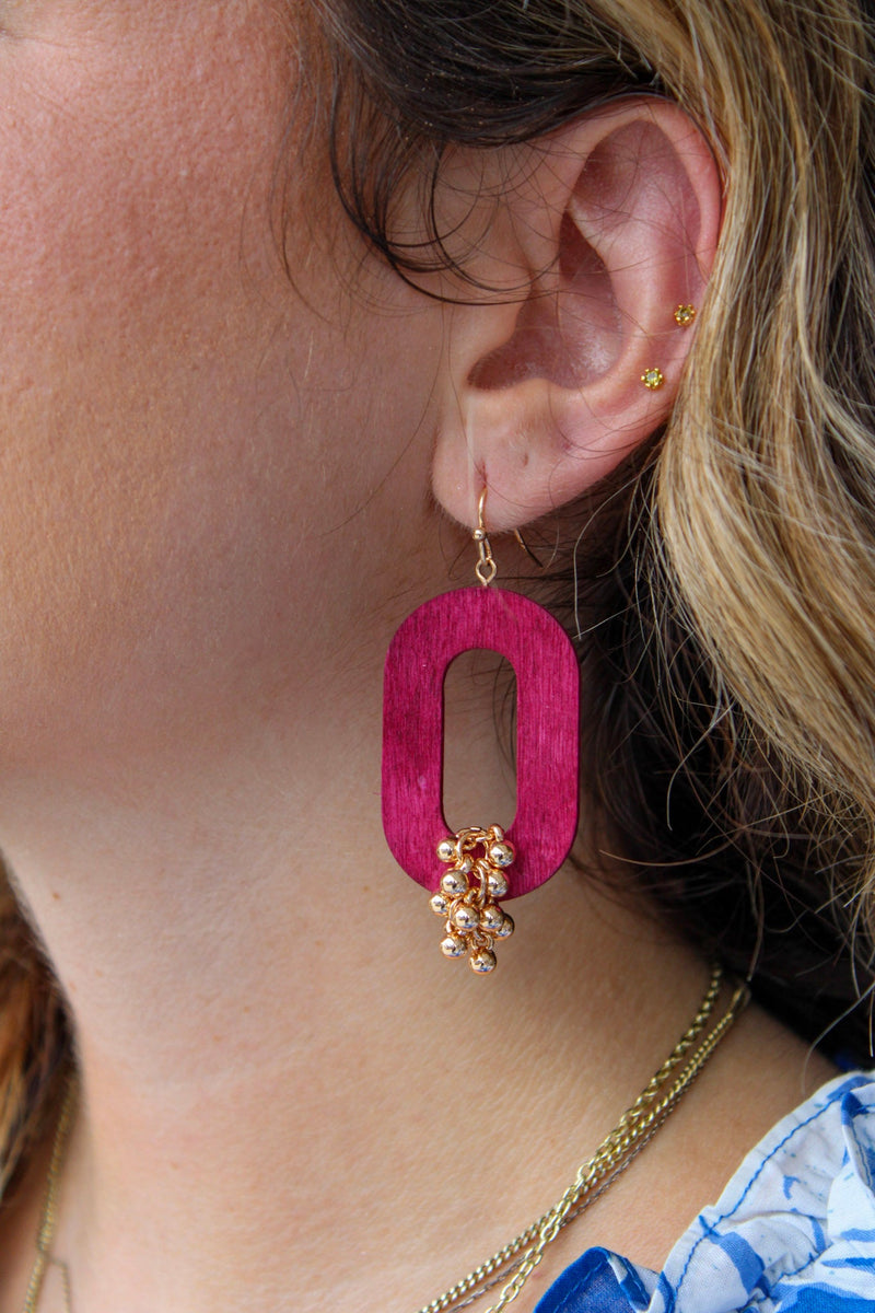 Burgundy Gleam Dangle Earring