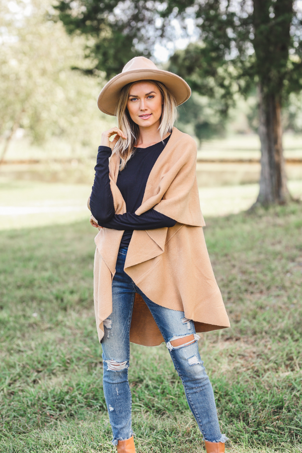 Perfect Shawl Vest in Camel