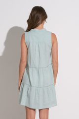 Flora Linen Swing Dress in Light Teal