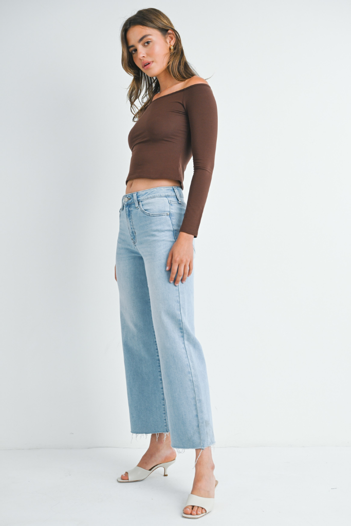 Frankie Slim Wide Leg Ankle Jean in Light Wash