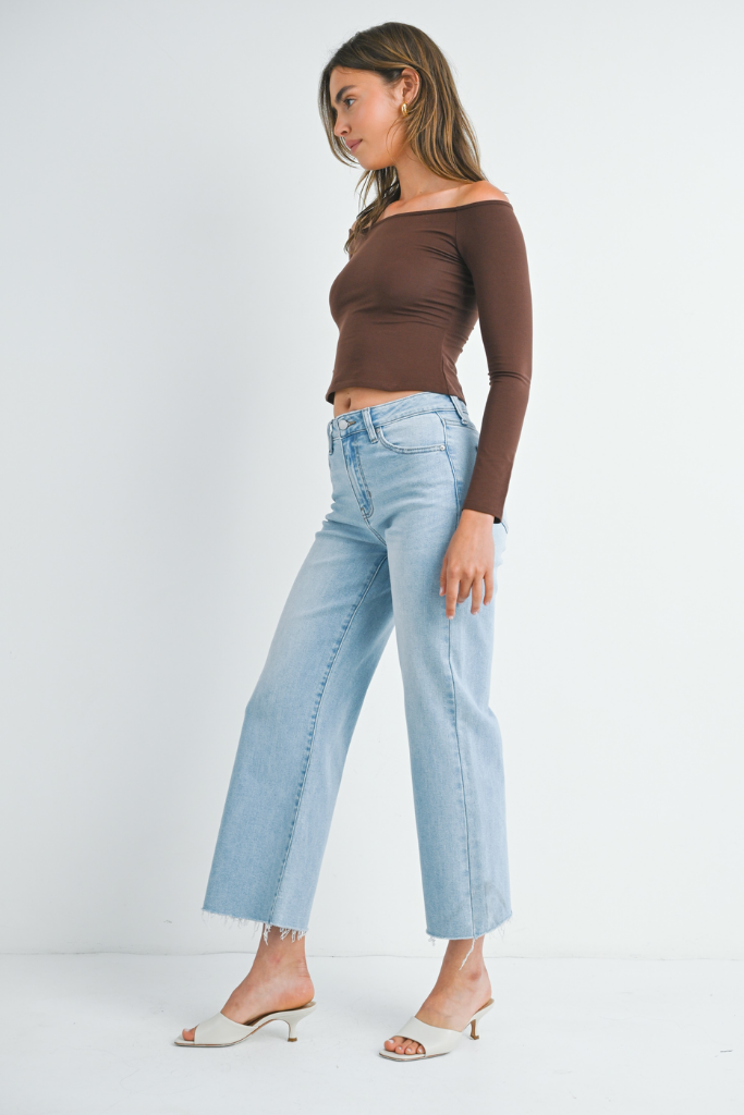 Frankie Slim Wide Leg Ankle Jean in Light Wash