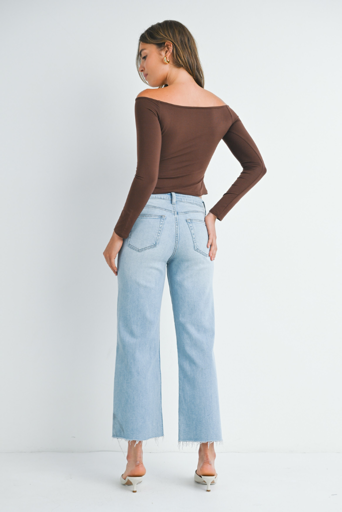 Frankie Slim Wide Leg Ankle Jean in Light Wash