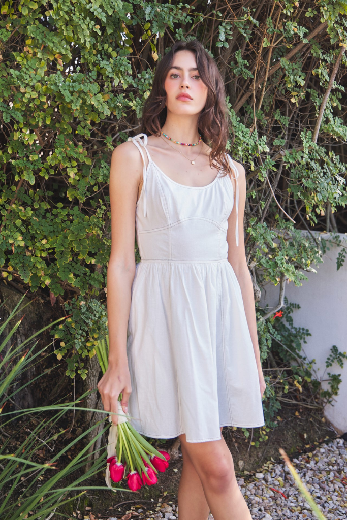 Alexandria Mini Dress in Off White