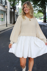 Aspen Sweater Mini Dress in Natural