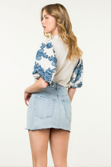 Phoebe Floral Embroidred Sleeve Blouse