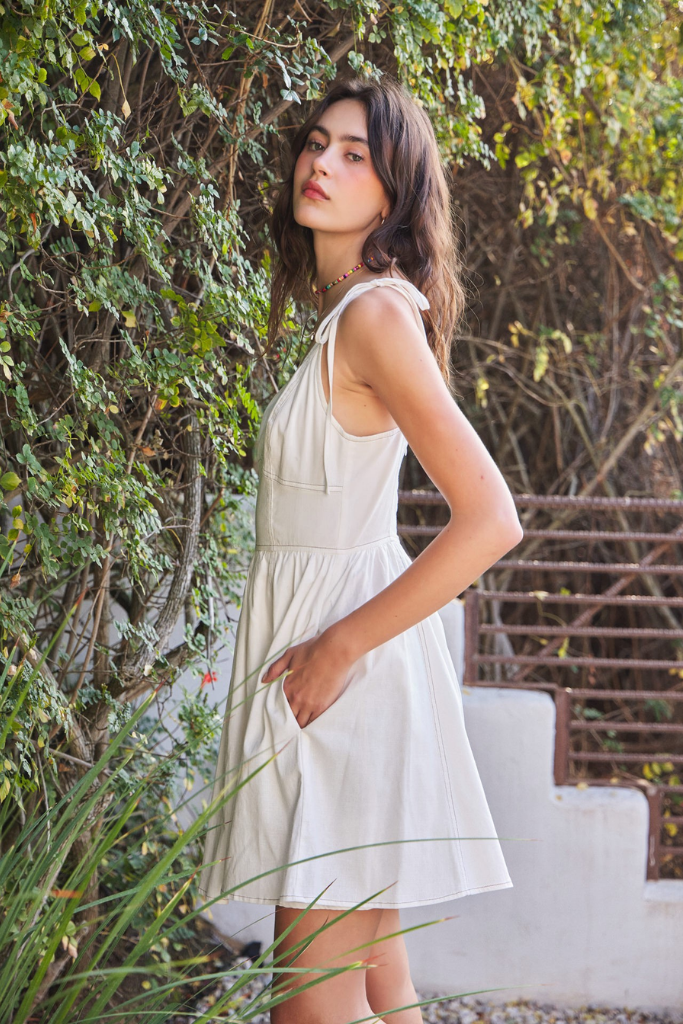Alexandria Mini Dress in Off White