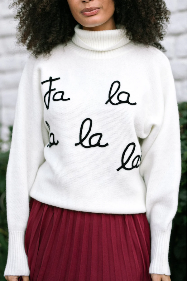 Fa La La Turtleneck Sweater in White