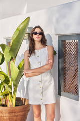 Dorothea Button Front Linen Dress