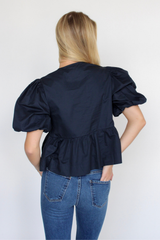 Emma Tie Front Top In Navy