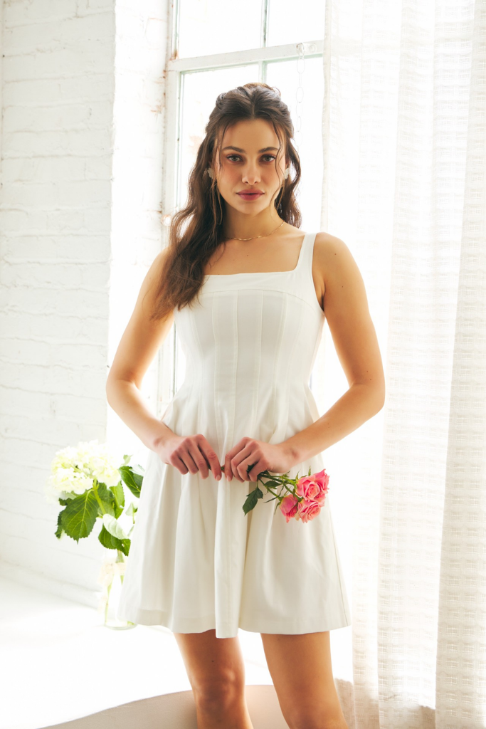 Emmeline Pleated Mini Dress