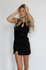 Virgo Suede Mini Dress in Black