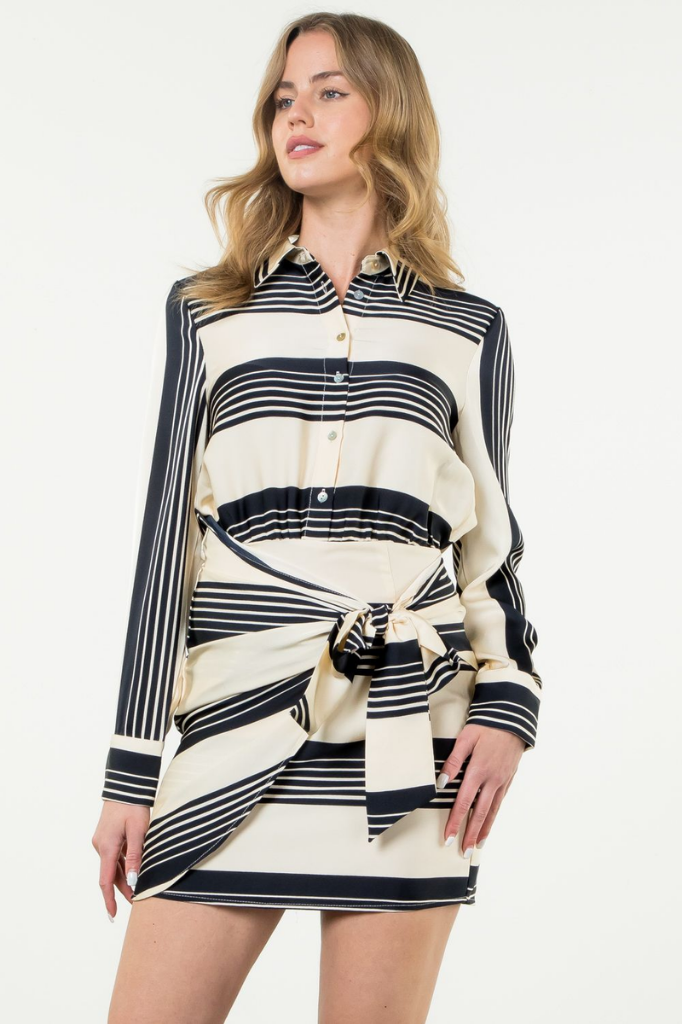 Maya Striped Button Front Dress