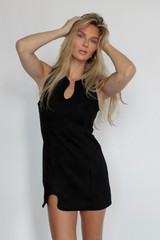 Virgo Suede Mini Dress in Black