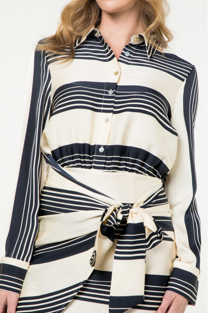 Maya Striped Button Front Dress