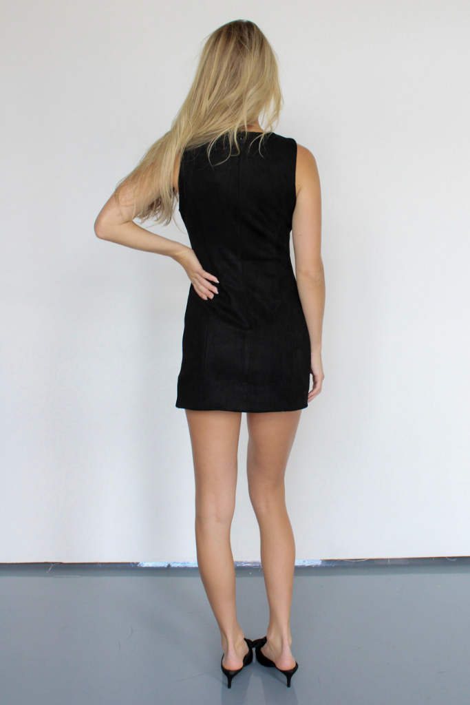 Virgo Suede Mini Dress in Black