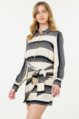 Maya Striped Button Front Dress