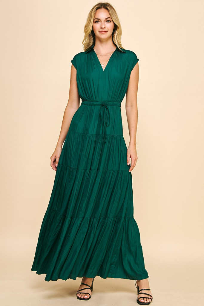 Hollins Sleeveless Satin Maxi Dress