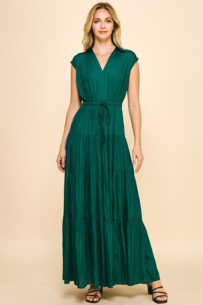 Hollins Sleeveless Satin Maxi Dress