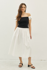 Anastasia Midi Skirt in Off White